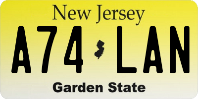 NJ license plate A74LAN