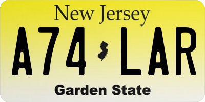 NJ license plate A74LAR