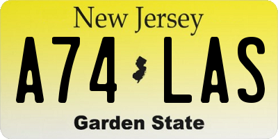 NJ license plate A74LAS