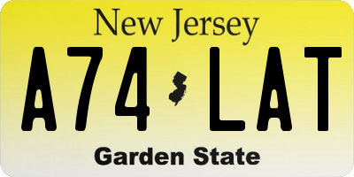 NJ license plate A74LAT