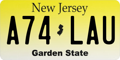 NJ license plate A74LAU