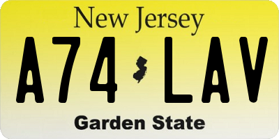 NJ license plate A74LAV
