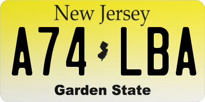 NJ license plate A74LBA