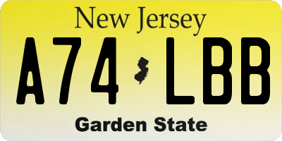 NJ license plate A74LBB