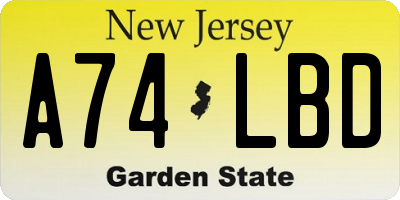 NJ license plate A74LBD