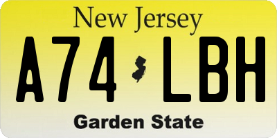 NJ license plate A74LBH