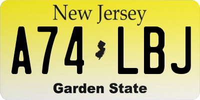 NJ license plate A74LBJ