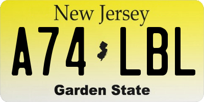 NJ license plate A74LBL