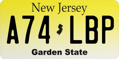 NJ license plate A74LBP