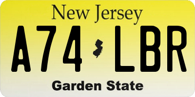 NJ license plate A74LBR