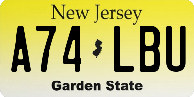 NJ license plate A74LBU