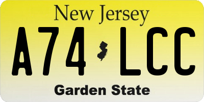 NJ license plate A74LCC