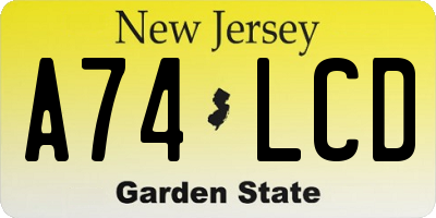 NJ license plate A74LCD