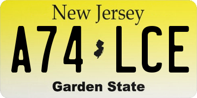 NJ license plate A74LCE