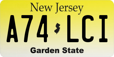 NJ license plate A74LCI