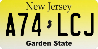 NJ license plate A74LCJ