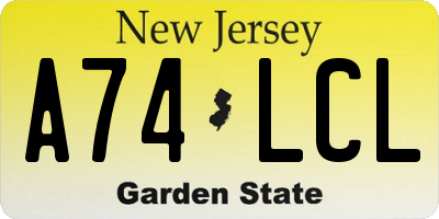 NJ license plate A74LCL