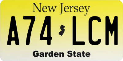 NJ license plate A74LCM