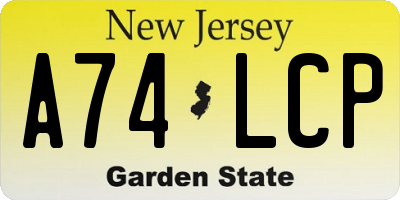 NJ license plate A74LCP