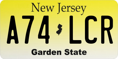 NJ license plate A74LCR