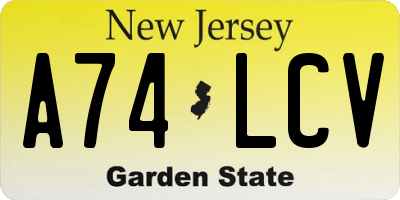 NJ license plate A74LCV
