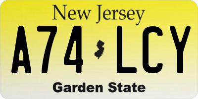 NJ license plate A74LCY