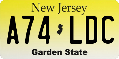 NJ license plate A74LDC