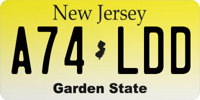 NJ license plate A74LDD