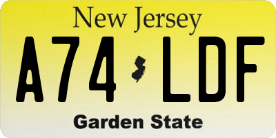 NJ license plate A74LDF