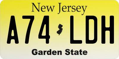 NJ license plate A74LDH