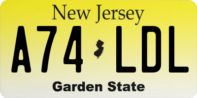 NJ license plate A74LDL