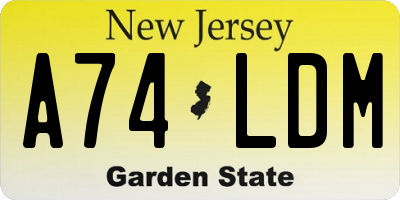 NJ license plate A74LDM