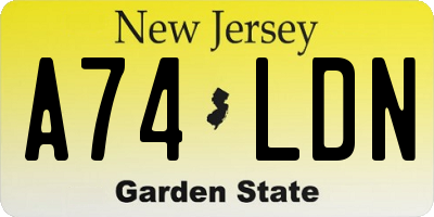 NJ license plate A74LDN