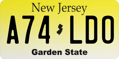 NJ license plate A74LDO