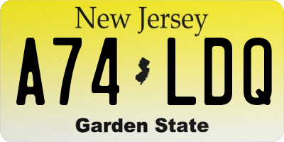 NJ license plate A74LDQ
