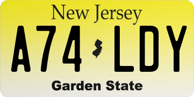 NJ license plate A74LDY