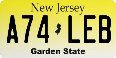 NJ license plate A74LEB