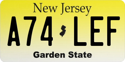 NJ license plate A74LEF