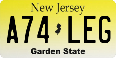 NJ license plate A74LEG