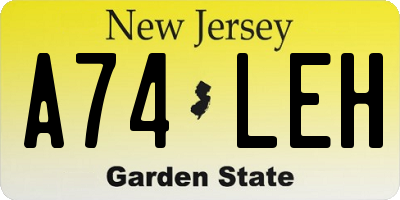 NJ license plate A74LEH