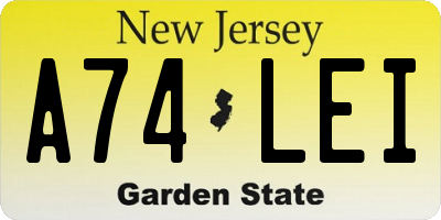 NJ license plate A74LEI