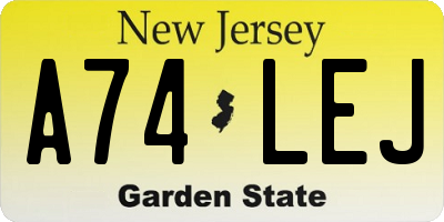 NJ license plate A74LEJ