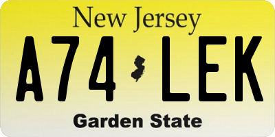 NJ license plate A74LEK