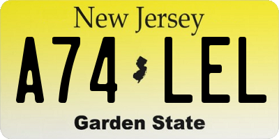 NJ license plate A74LEL