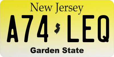 NJ license plate A74LEQ