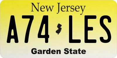 NJ license plate A74LES