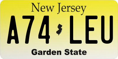 NJ license plate A74LEU