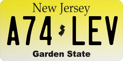 NJ license plate A74LEV