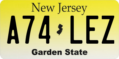 NJ license plate A74LEZ