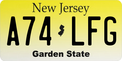 NJ license plate A74LFG